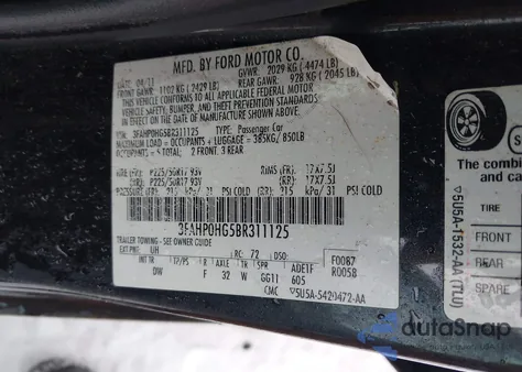 2011 Ford Fusion Se z USA, uszkodzony, nr VIN 3FAHP0HG5BR311125